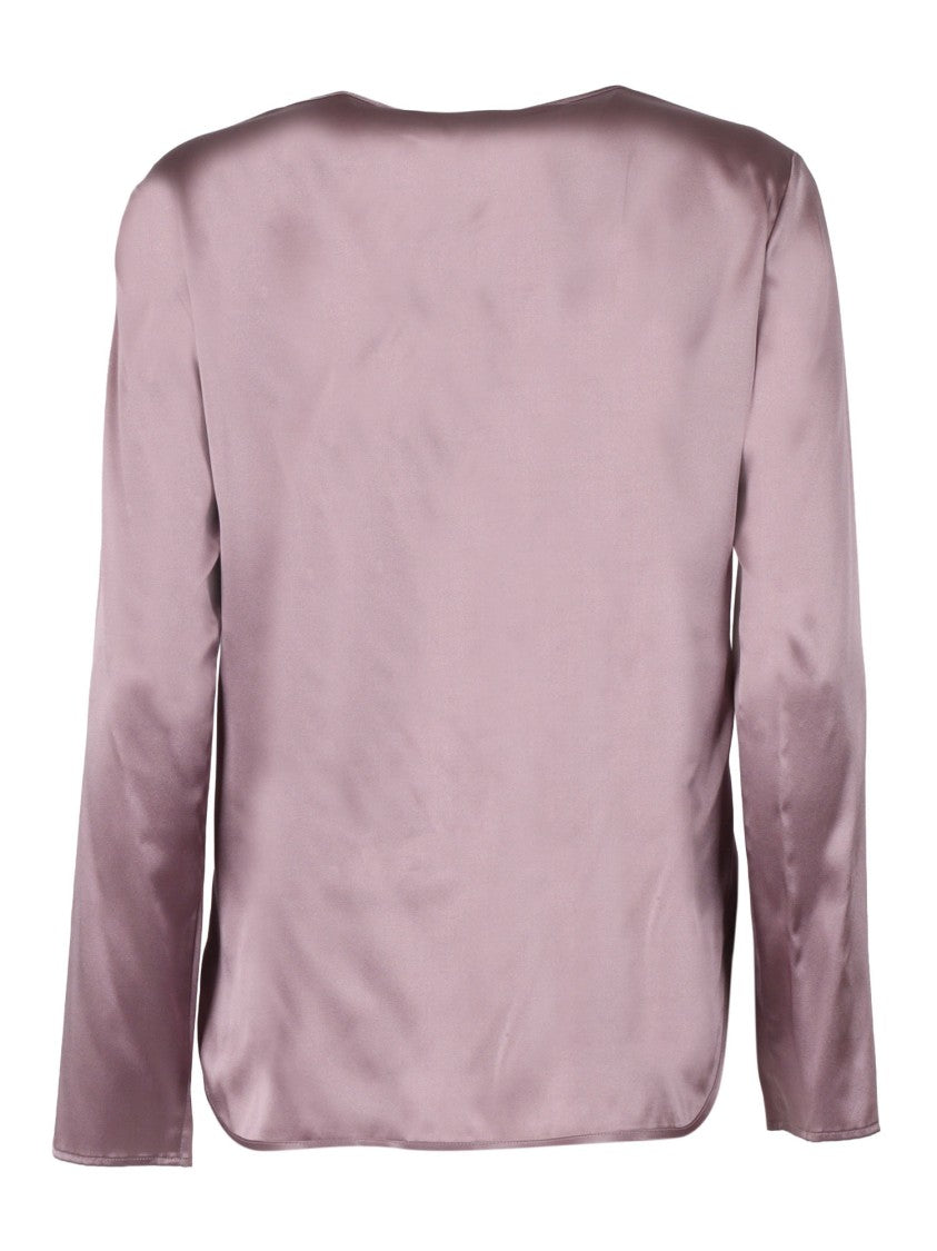 Max Mara Silk Blouse With Round Neckline And Long Sleeves