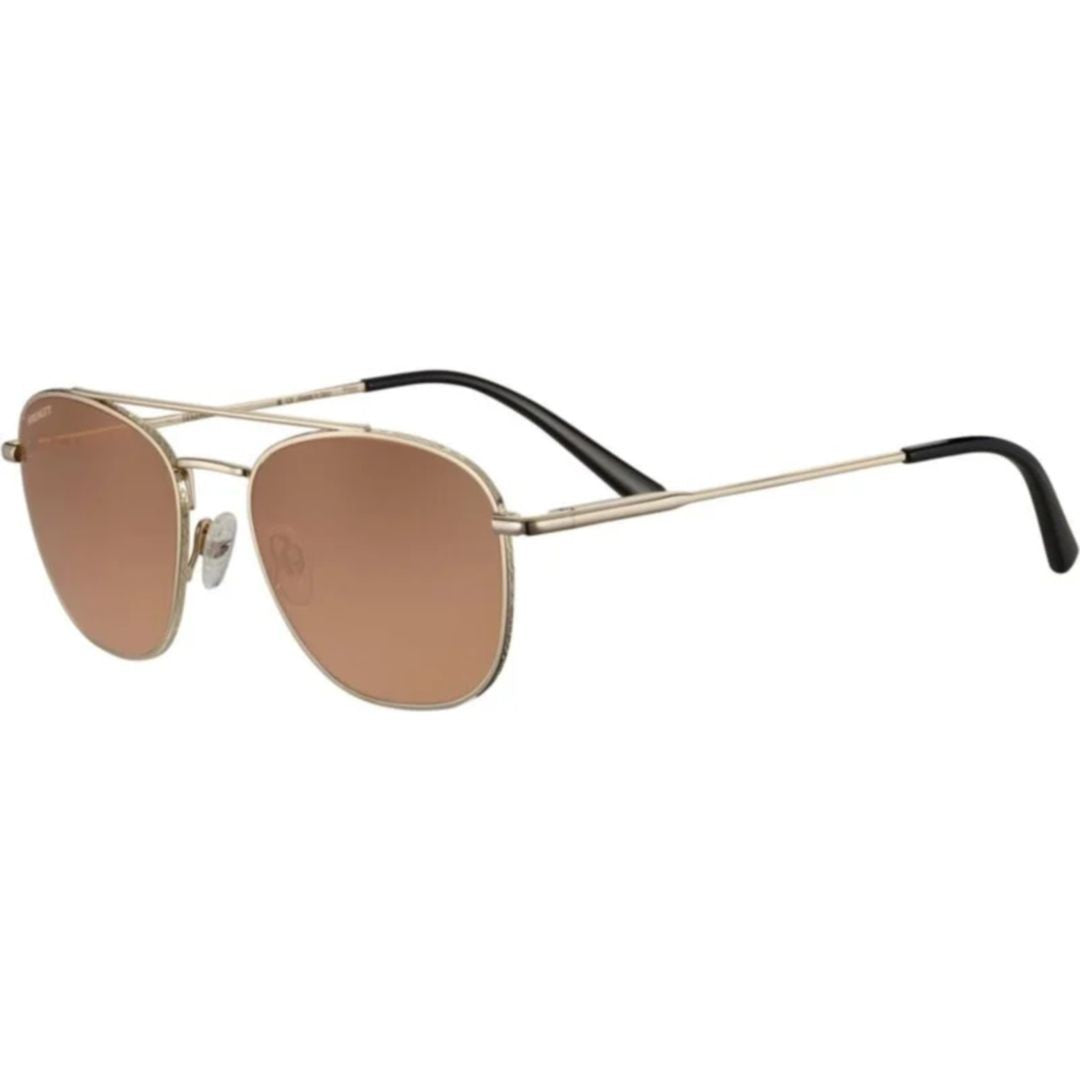 Serengeti Carroll Double Bridge Metal Frame Sunglasses With Brown Lenses