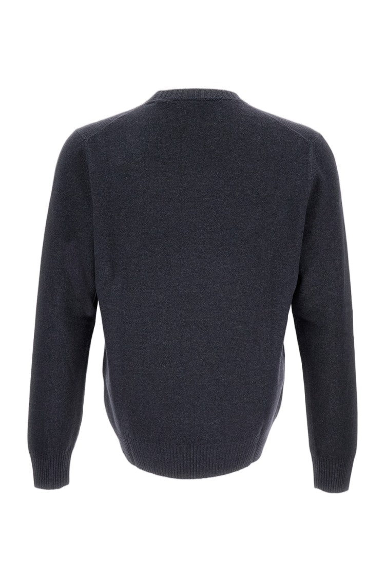 Gran Sasso Minimalist Crew Neck Sweater With Ribbed Trims