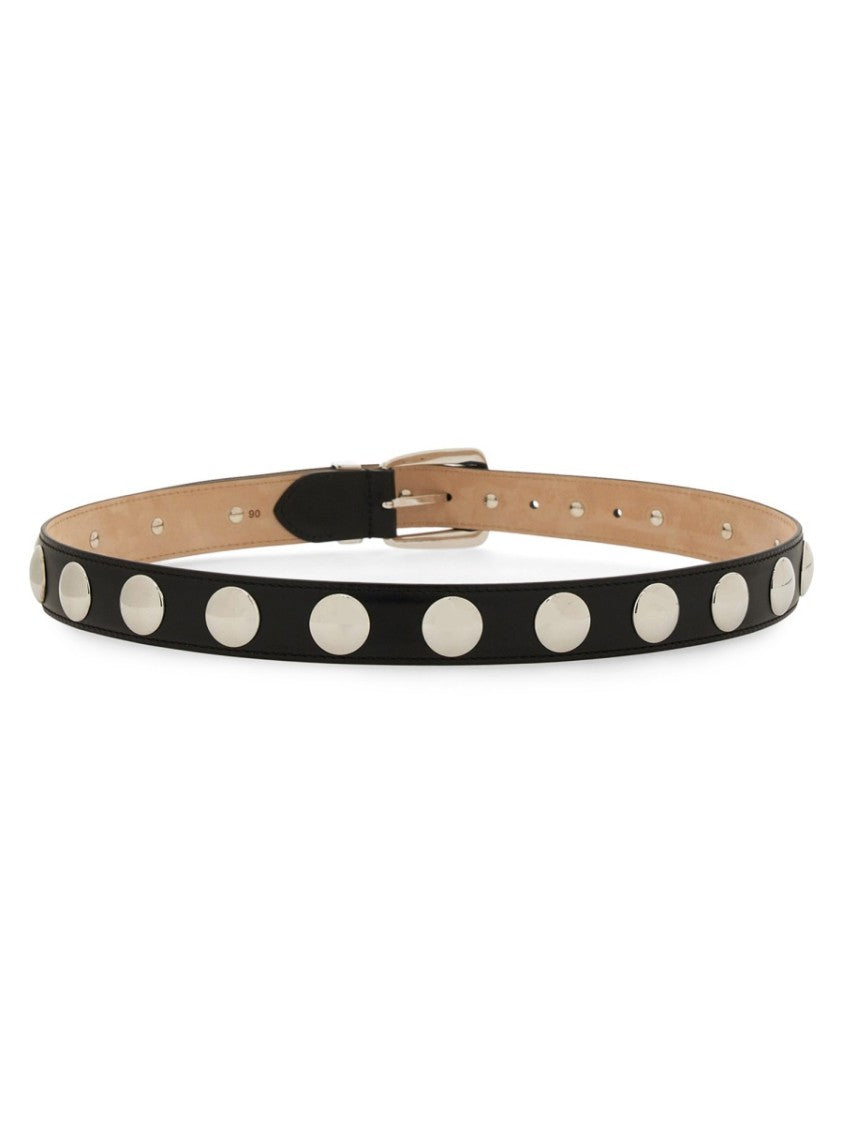 Khaite Benny Slim Round Studs Calfskin Belt