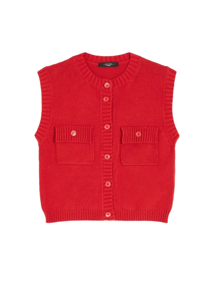 Max Mara Caprara Knitted Vest With Ribbed Trims