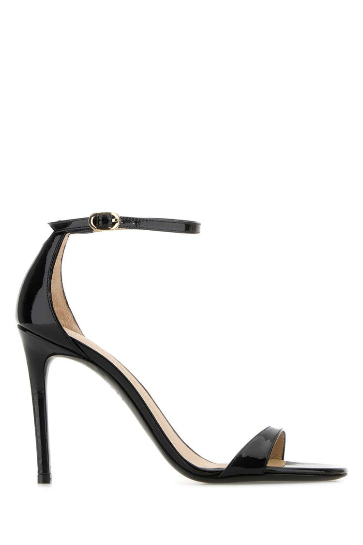 Stuart Weitzman Black Leather Nudist Sandals