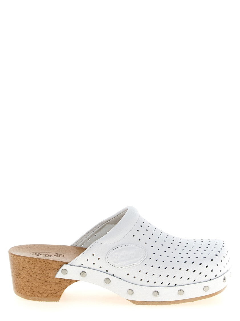 Balenciaga Perforated Calfskin Sabots With Wooden Sole