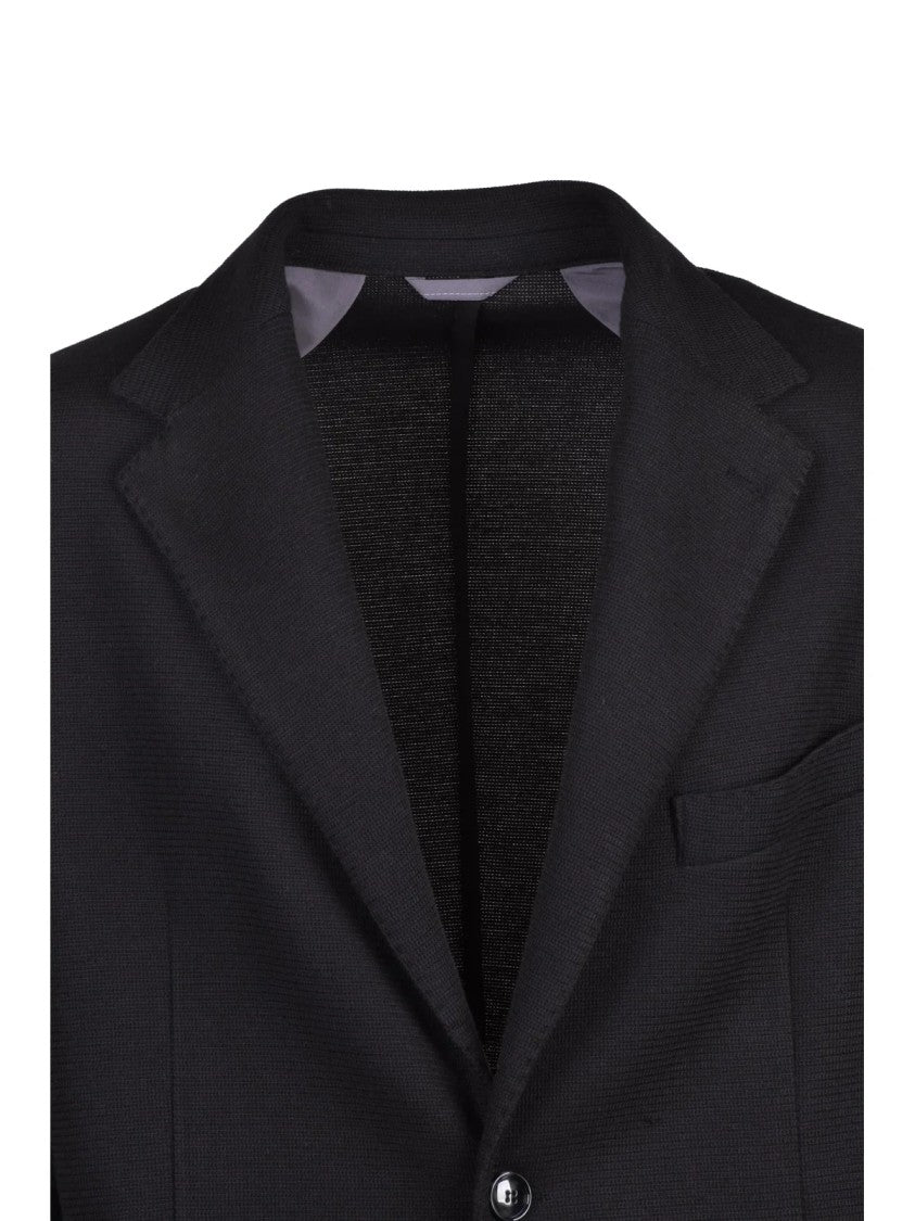 Out/Fit Black Knit Polyester-Blend Blazer