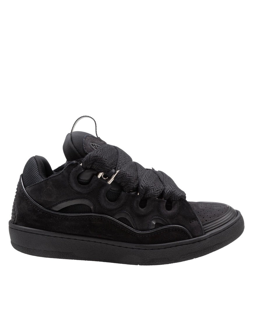 Lanvin Black Curb Suede Sneakers