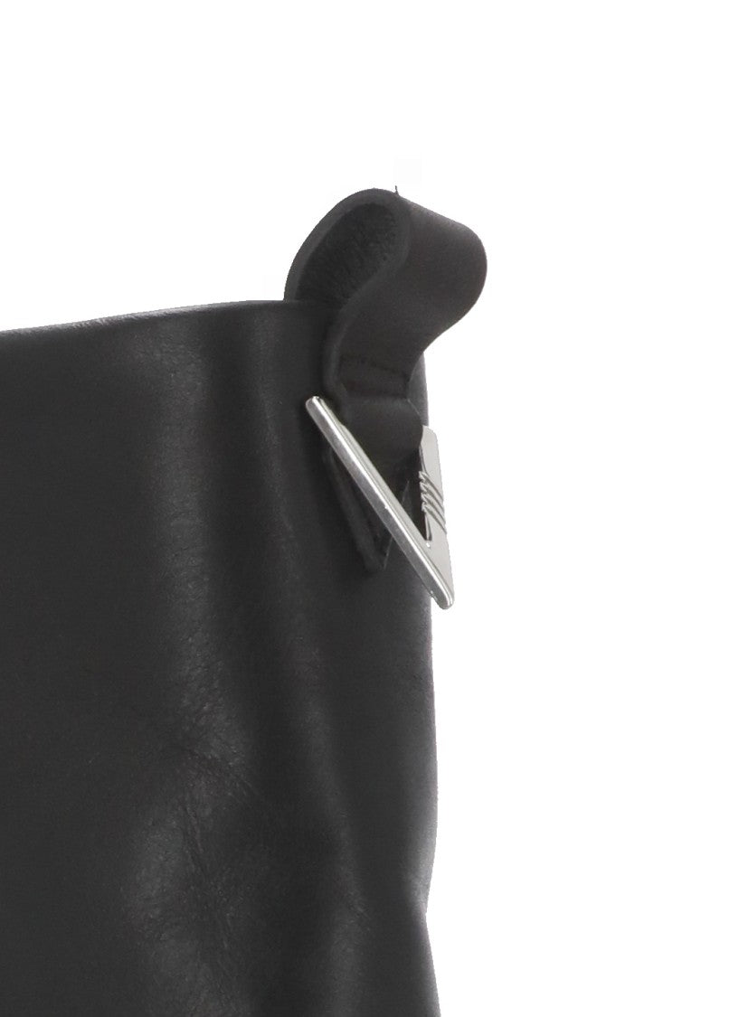 The Attico Black Smooth Leather Combat Robin Boots