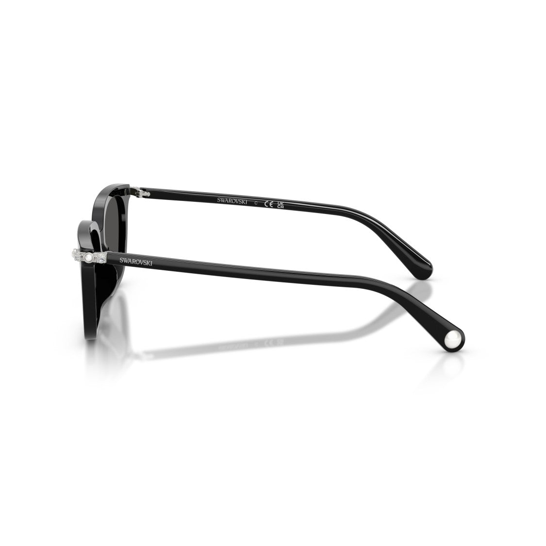Swarovski 0Sk6064d Rectangular Black Acetate Sunglasses With Crystal-Embellished Hinges