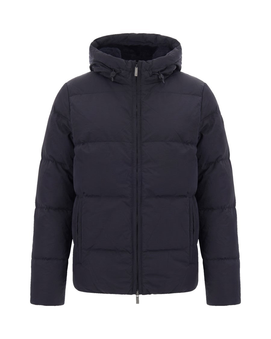 K-Way Black Greyish Shiny Nylon Fur Quilted Down Jacket