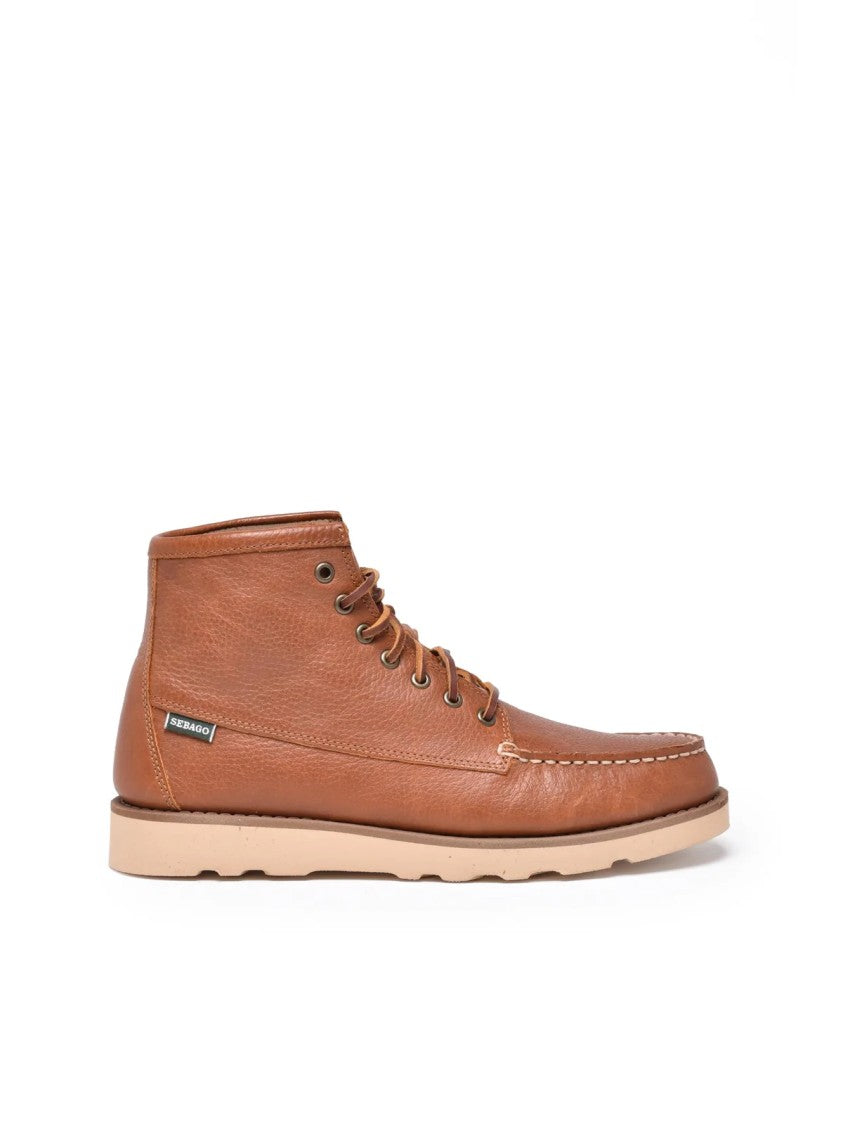 Sebago Beige Leather Moccasin Boots