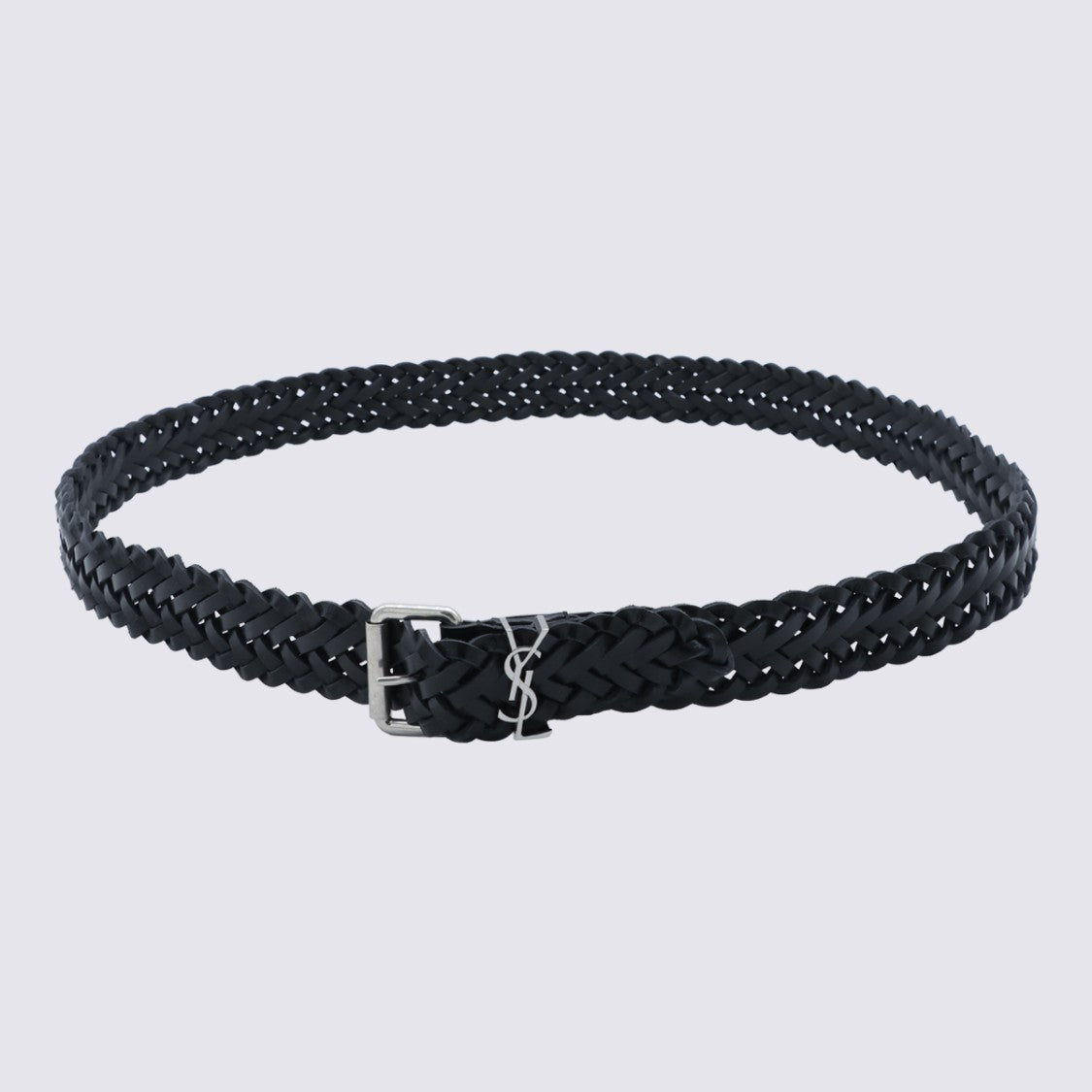 Saint Laurent Black Braided Leather Belt