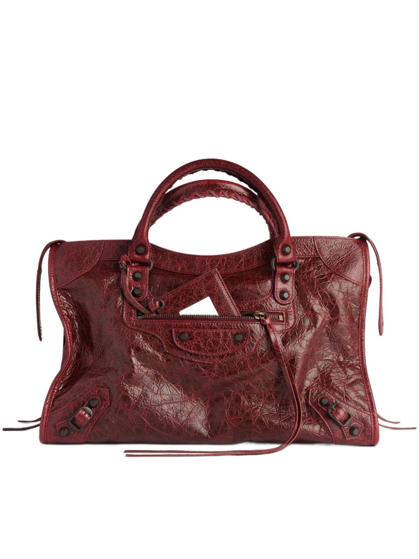 Balenciaga Spacious Burgundy Textured Leather Shoulder Bag