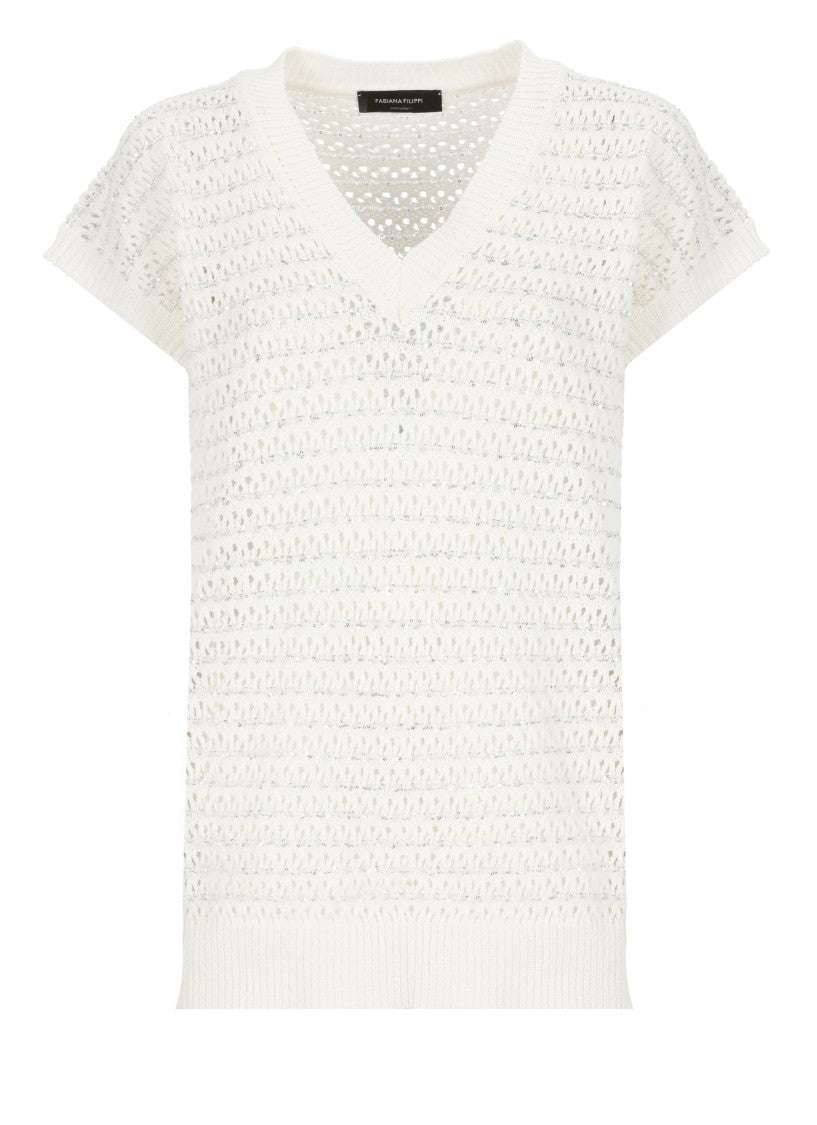 Fabiana Filippi White Cotton Knit Top