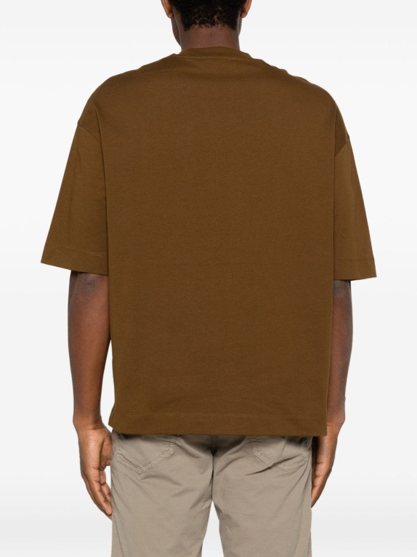 Emporio Armani Brown Jersey Dropped Shoulder T-Shirt