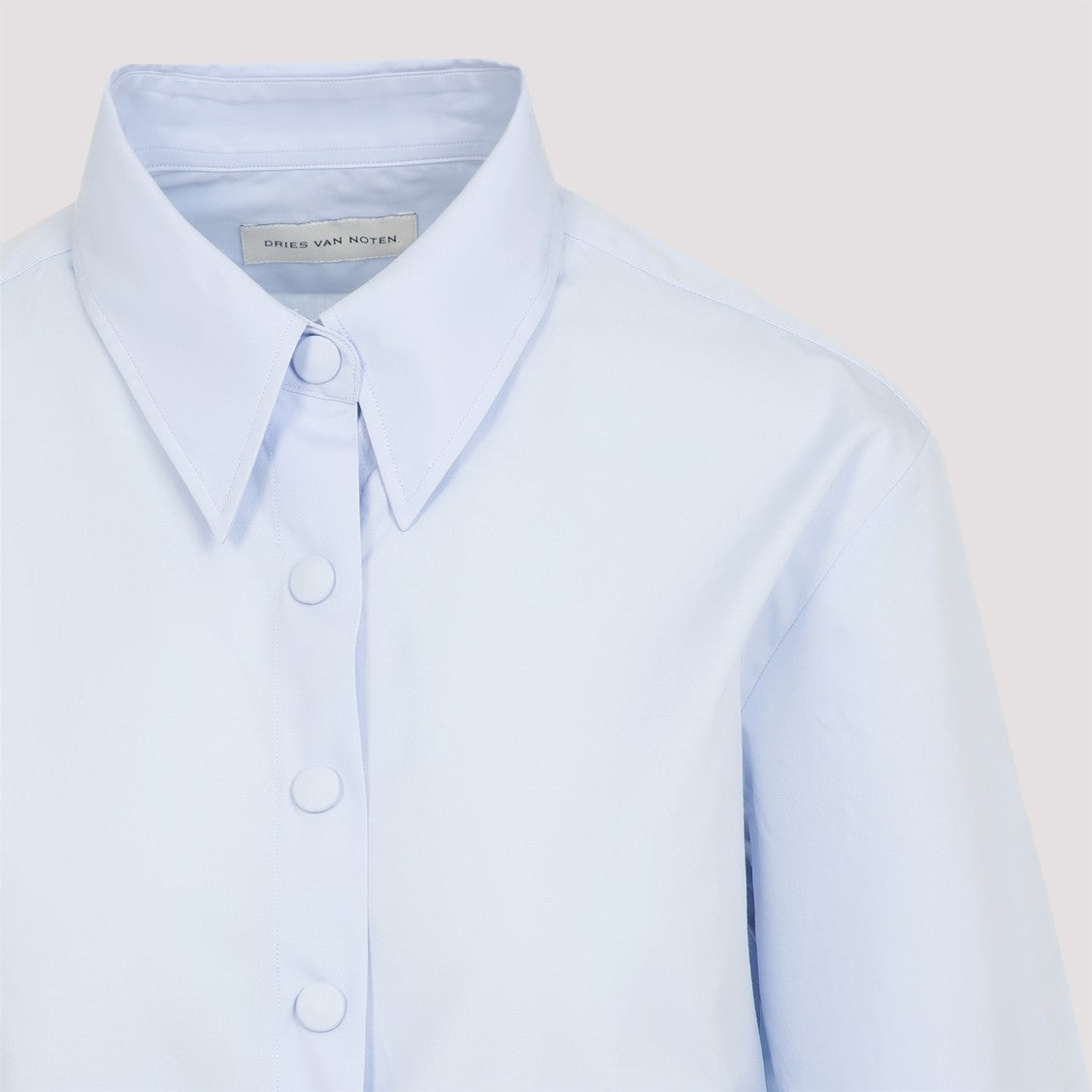 Dries Van Noten Classic Blue Cotton Shirt With Oversized Cuffs