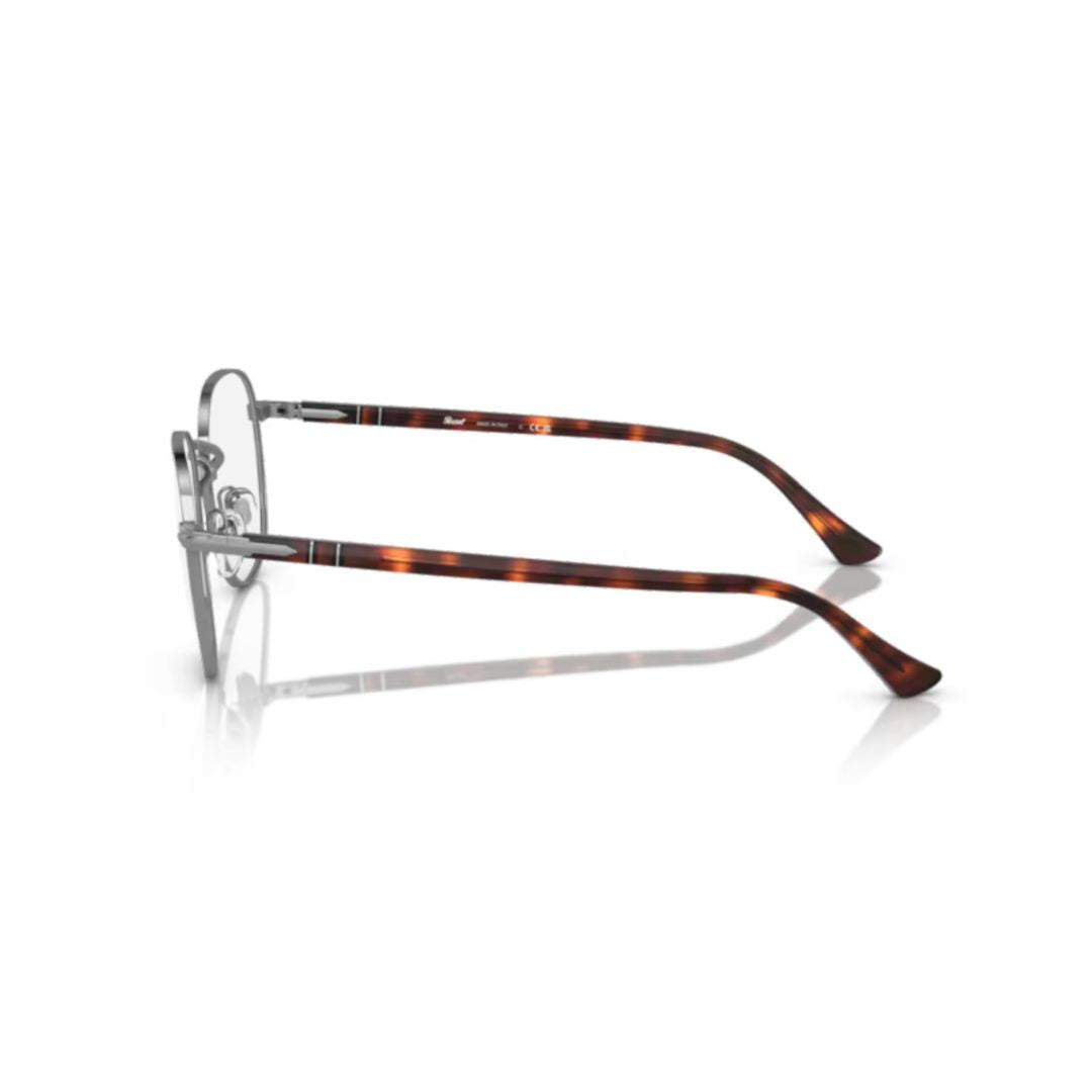 Persol 1007V Vista Square Frame Metal Eyeglasses With Tortoiseshell Temples