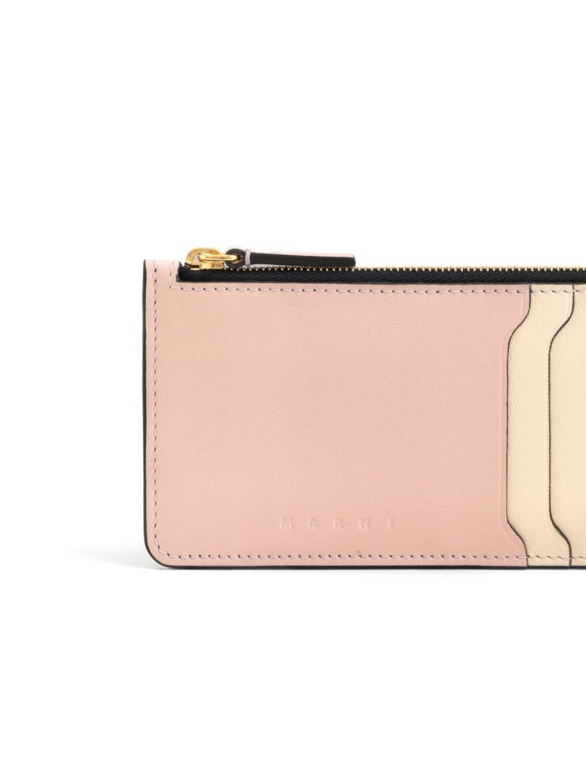 Marni Pastel-Hued Leather Wallet With Zippered Compartment