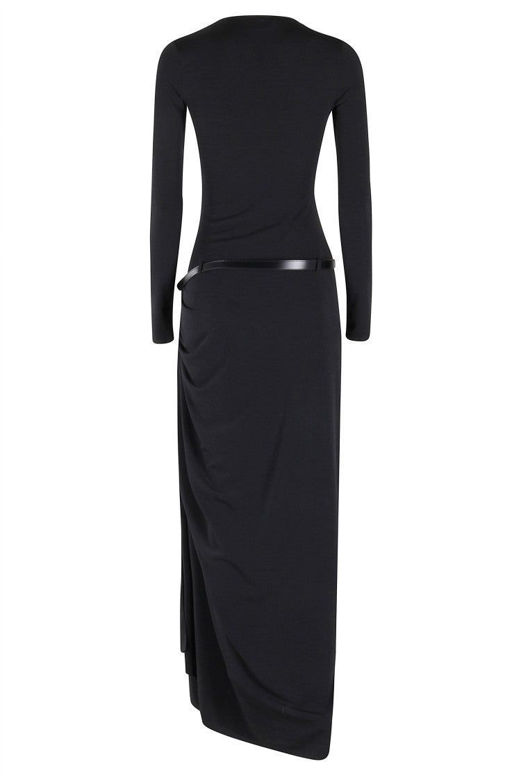 Coperni Draped Midi Dress With Logo Belt