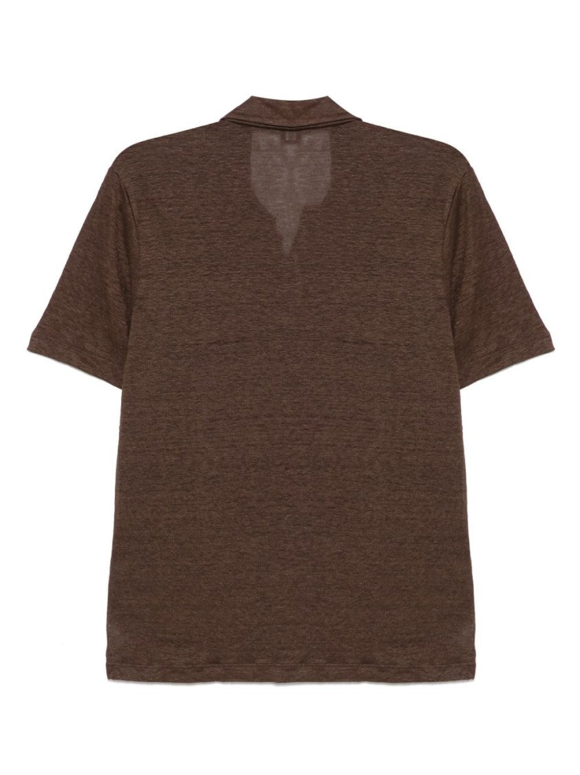 Barba Relaxed-Fit Brown Polo T-Shirt With Subtle Texture