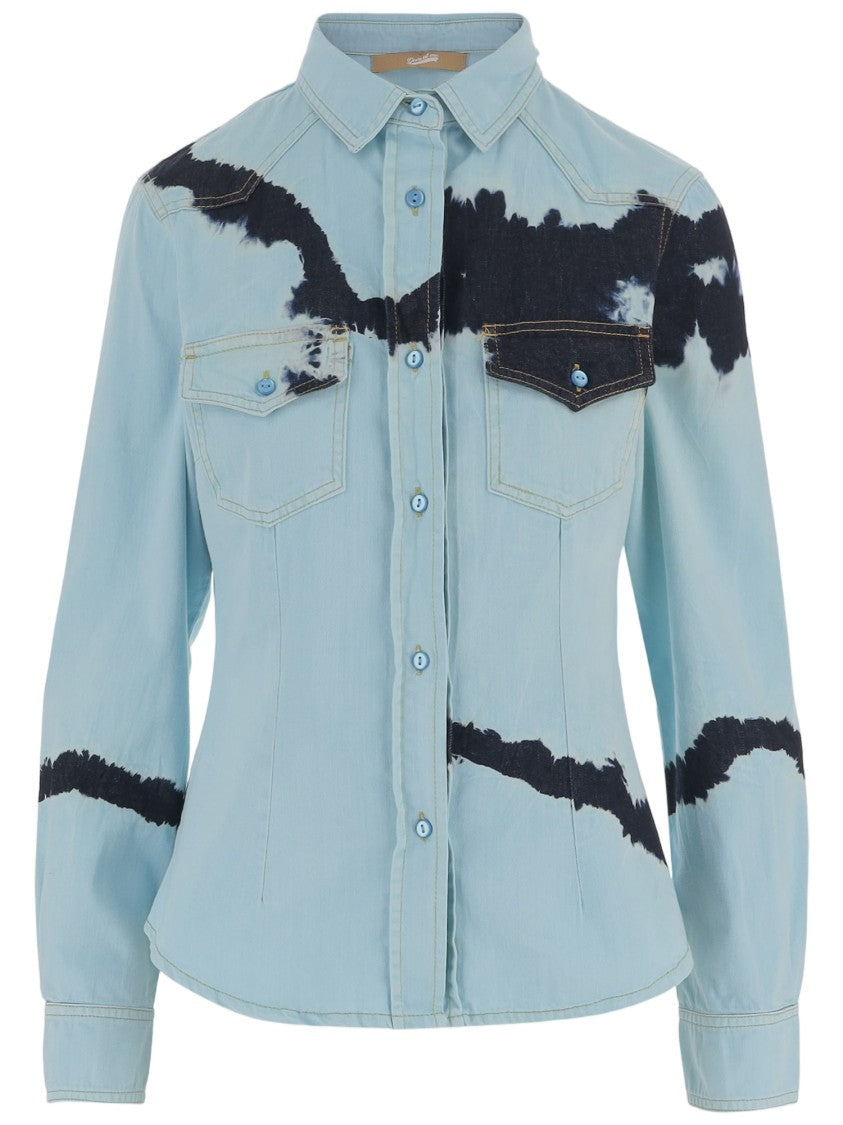 Don't @ Me Light Blue Tie-Dye Cotton Shirt