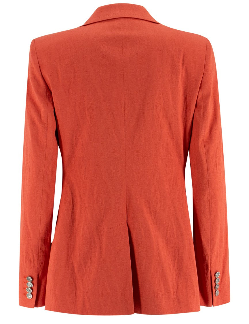 Etro Red Single-Breasted Jacket With Iconic Buttons And Tailored Fit