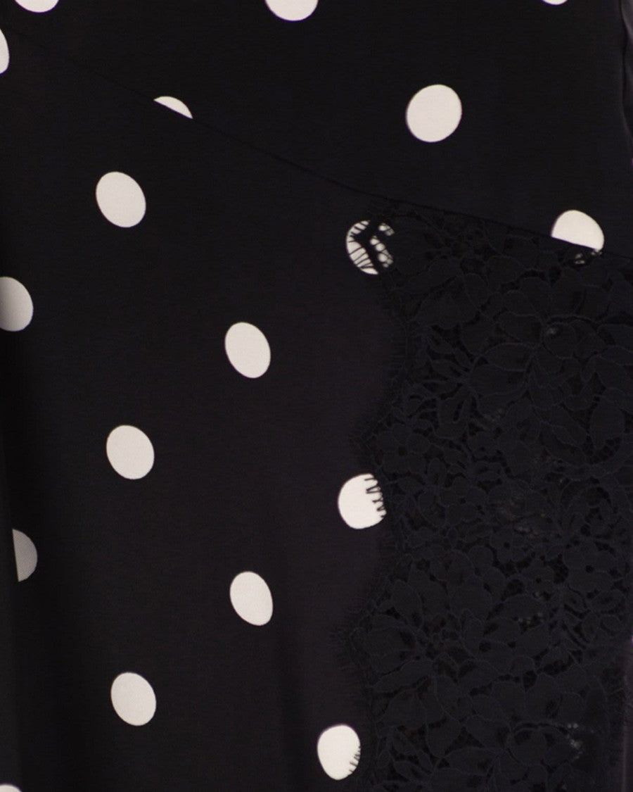Sportmax Long Silk Twill Dress With Lace Accents And Asymmetrical Hem