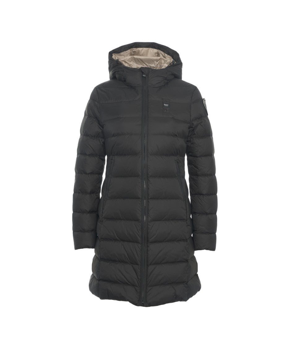 Blauer Quilted Down Coat With Integrated Hood And Two-Way Zipper