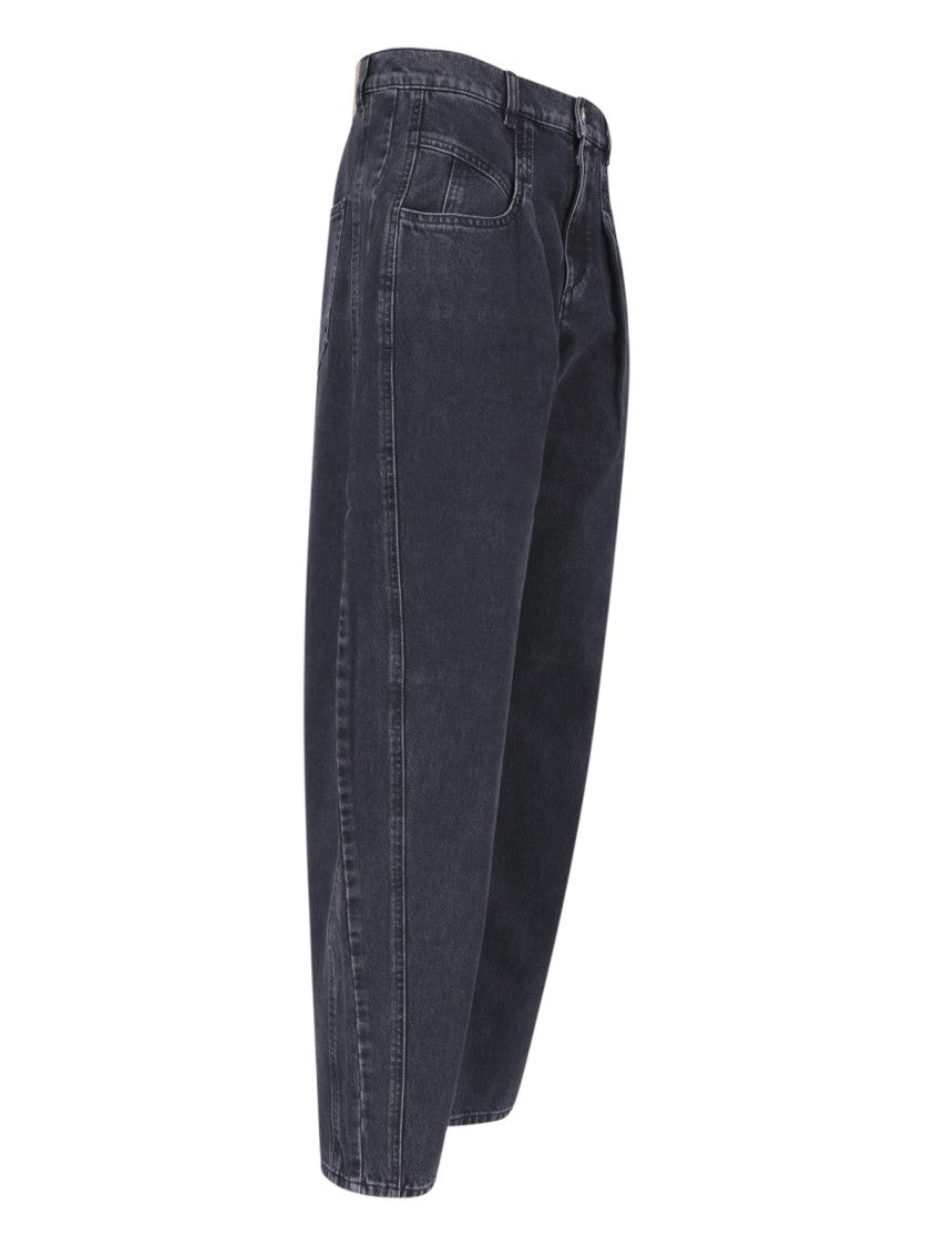 Isabel Marant Washed Black Denim Wide-Leg Jeans