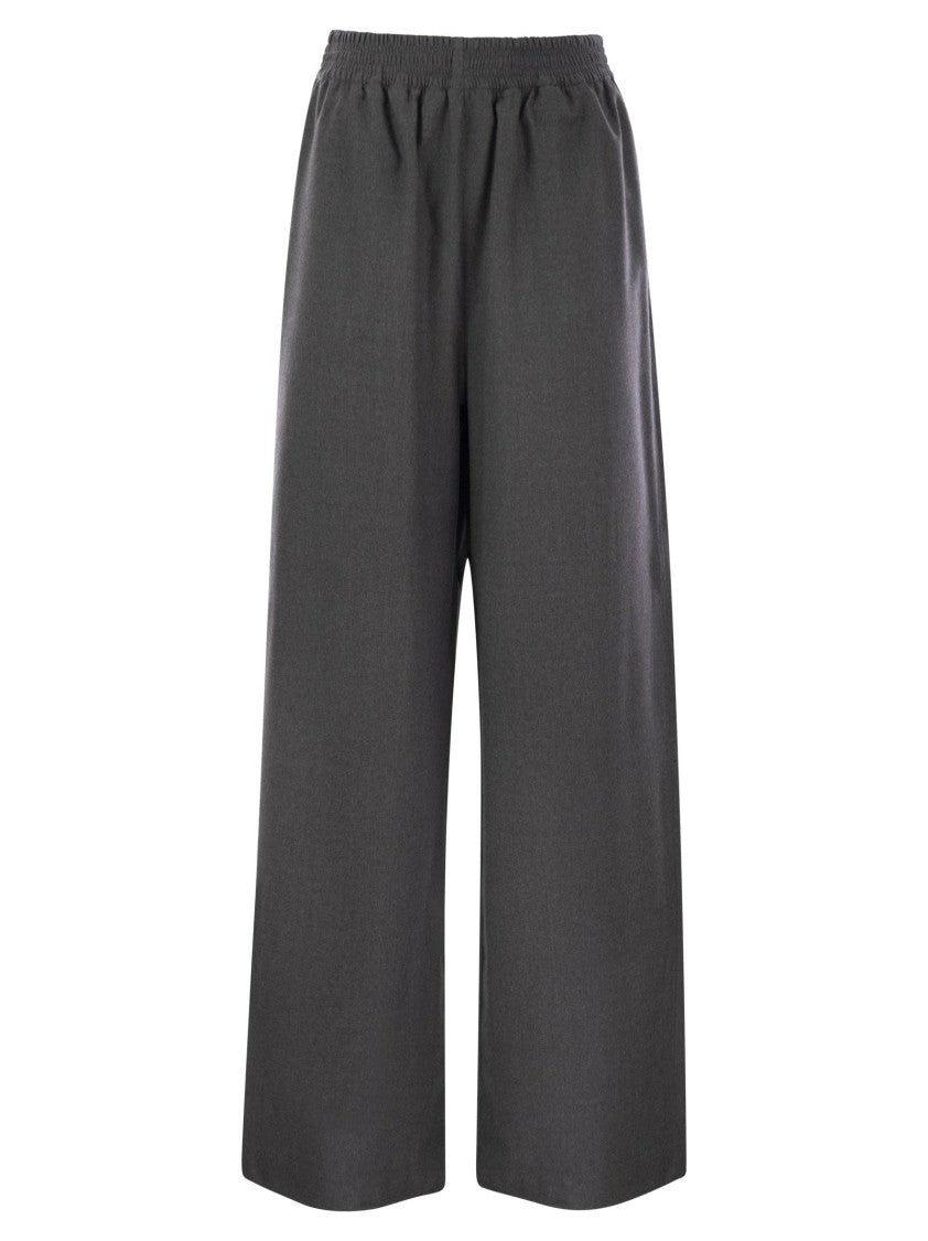 Fabiana Filippi Fluid Wide Flannel Trousers With Elastic Waistband