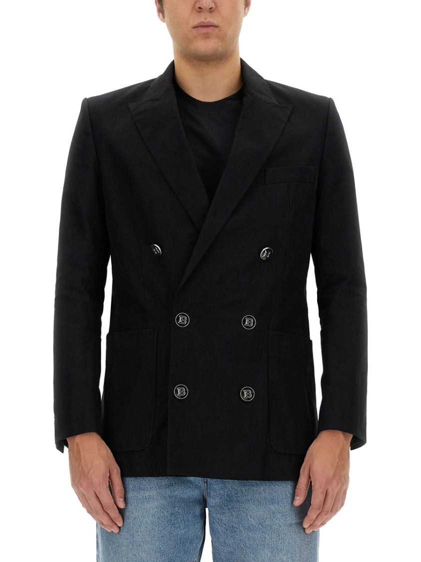 Balmain Double-Breasted Jacket With Peaked Lapels