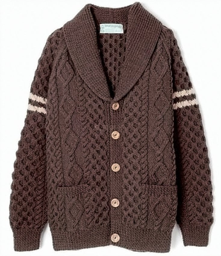 Inverallan Textured Wool Cardigan With Shawl Collar And Button-Down Front
