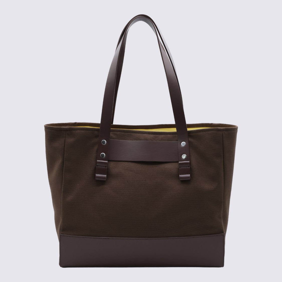 Marni Structured Brown Tote Bag With Leather Accents