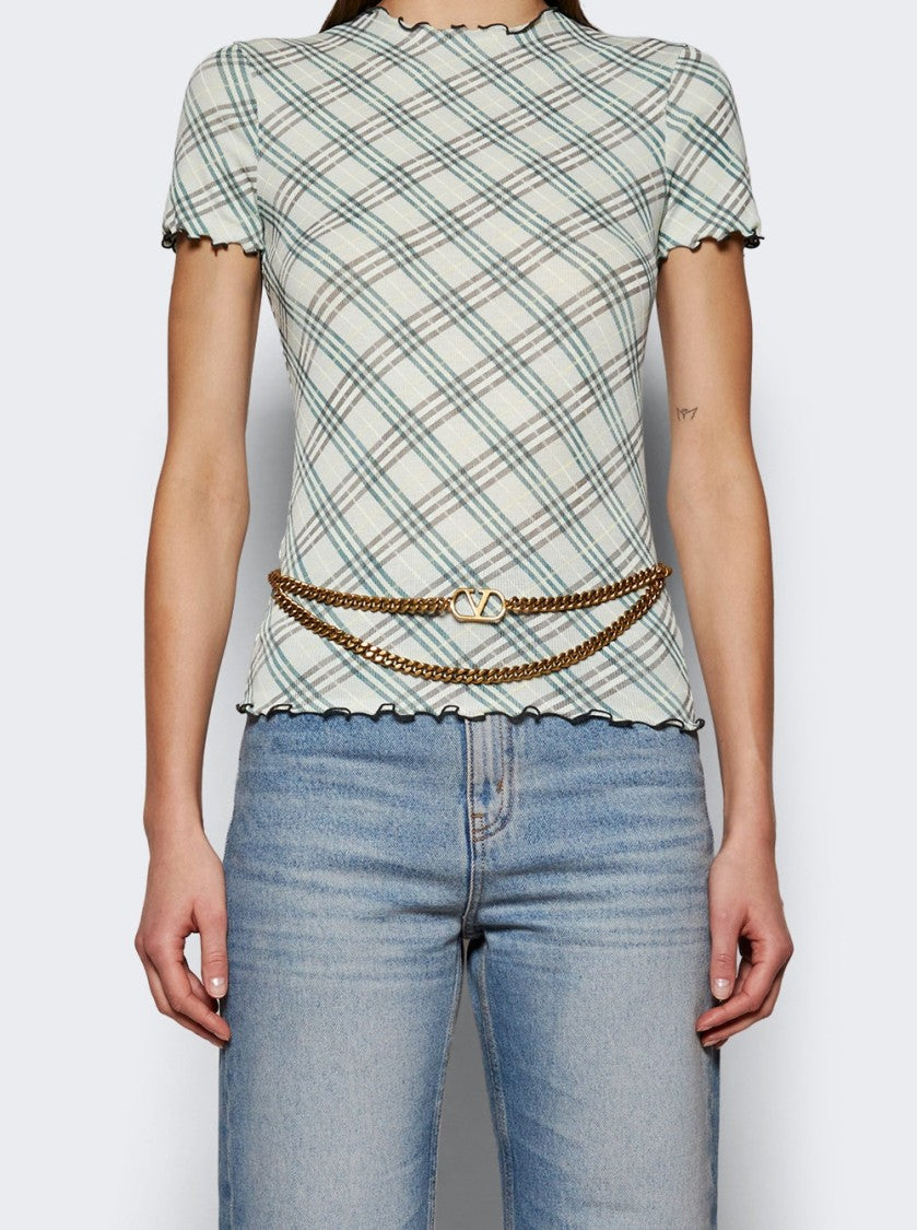 Valentino Signature Logo Chain Belt Antique Gold