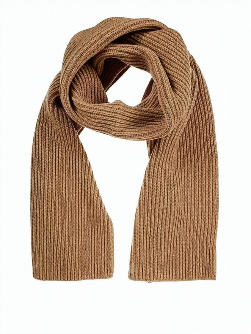 A.P.C. Ribbed Knit Scarf In Warm Brown Wool-Cashmere Blend