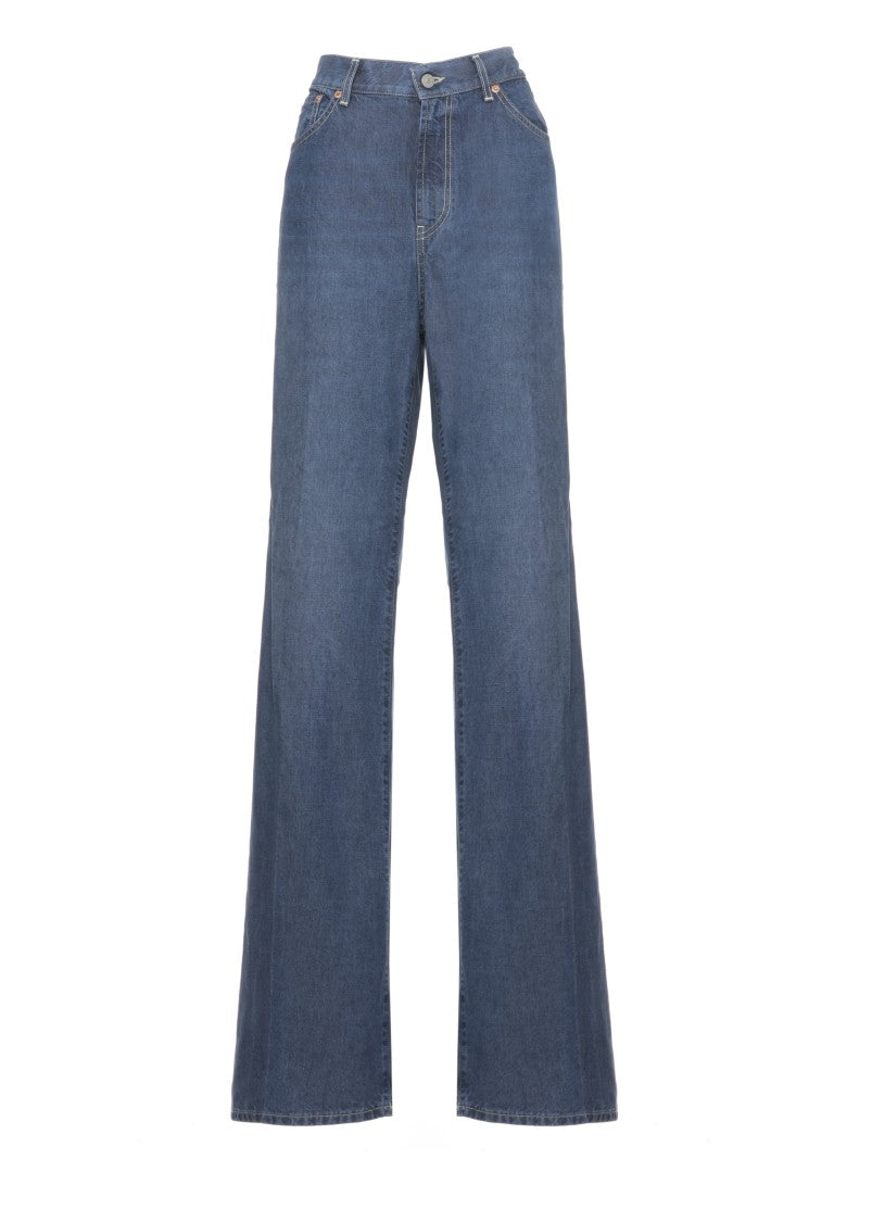 Dondup Blue Amber Leather Tab Denim Jeans