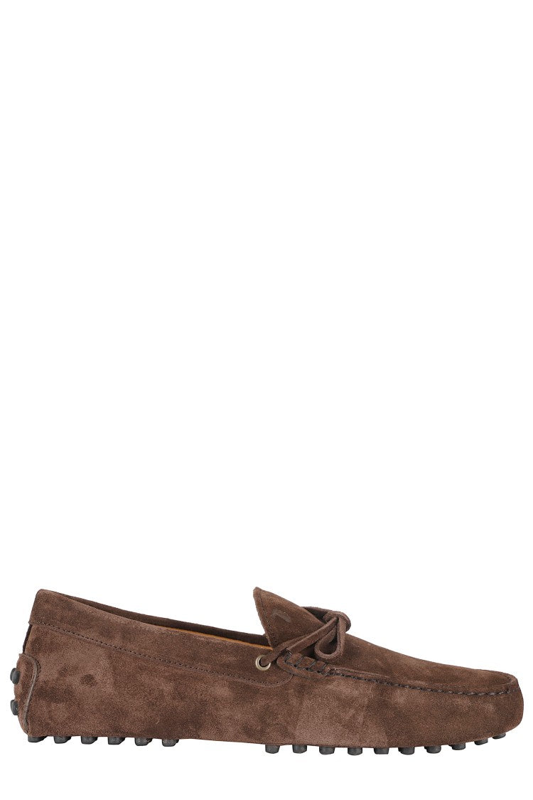 Tod's Brown Moccasin Lace Up Gommino 22L Suede Loafers