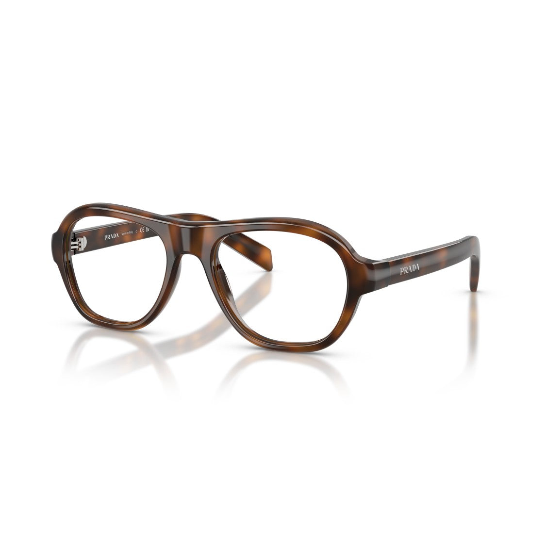 Prada Tortoiseshell 0Pr C12v Aviator Inspired Sunglasses