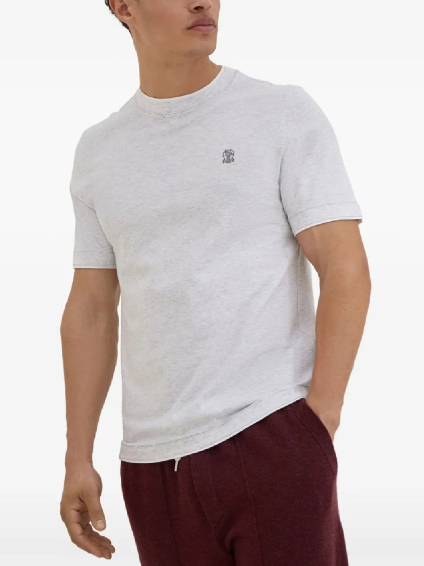 Brunello Cucinelli Short-Sleeved Crew Neck T-Shirt With Embroidered Logo
