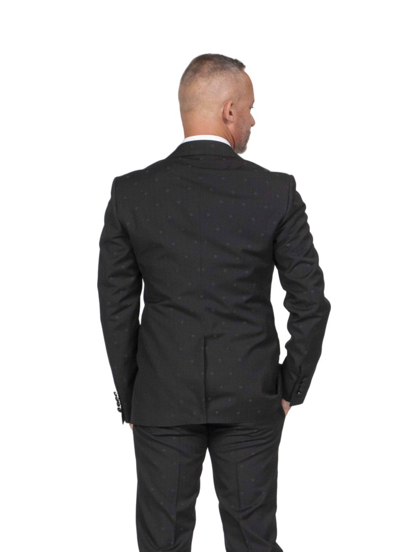 Dolce & Gabbana Black Logo Pattern Tailored Suit