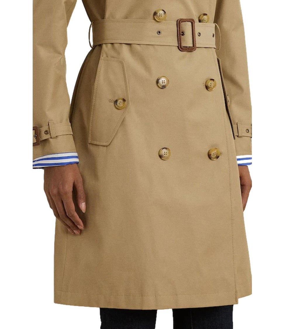 Lauren Ralph Lauren Db Belted Coat Cotton Blend – Beige