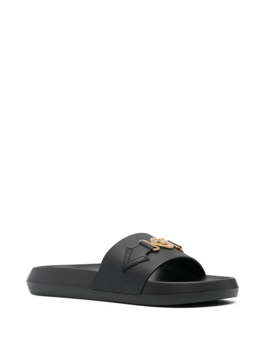 Versace Calf Leather Slide Sandals