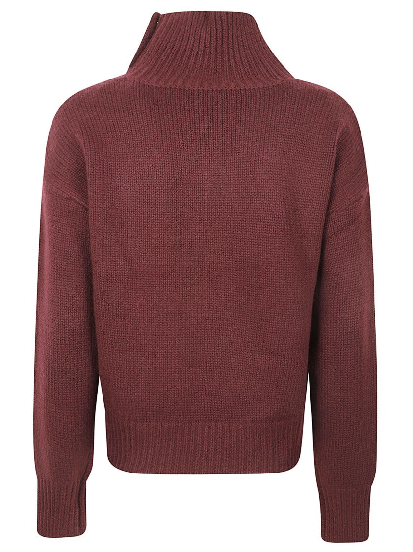 Yves Salomon Cropped Sweater With Ribbed Neckline And Button Accent