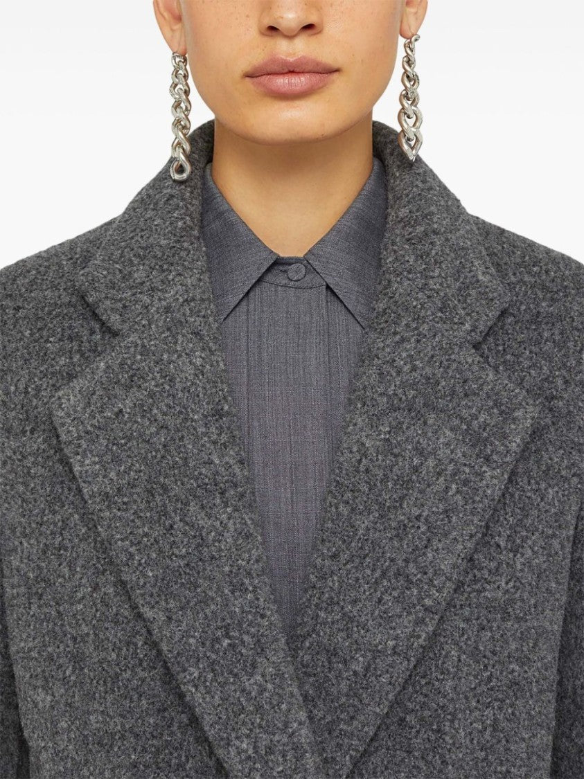 Jil Sander Long Textured Alpaca Coat With Notched Lapel