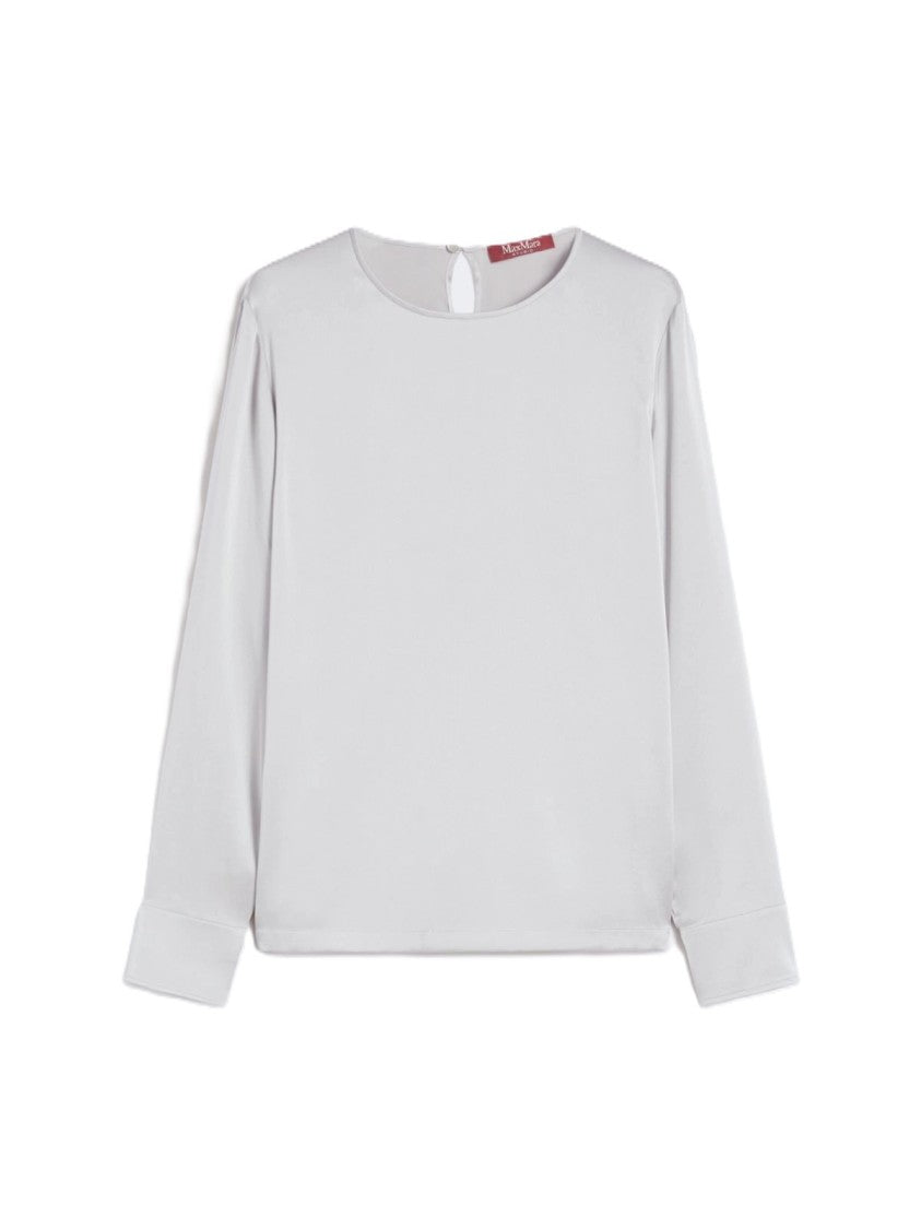 Max Mara Pearl Grey Blouse With Classic Neckline