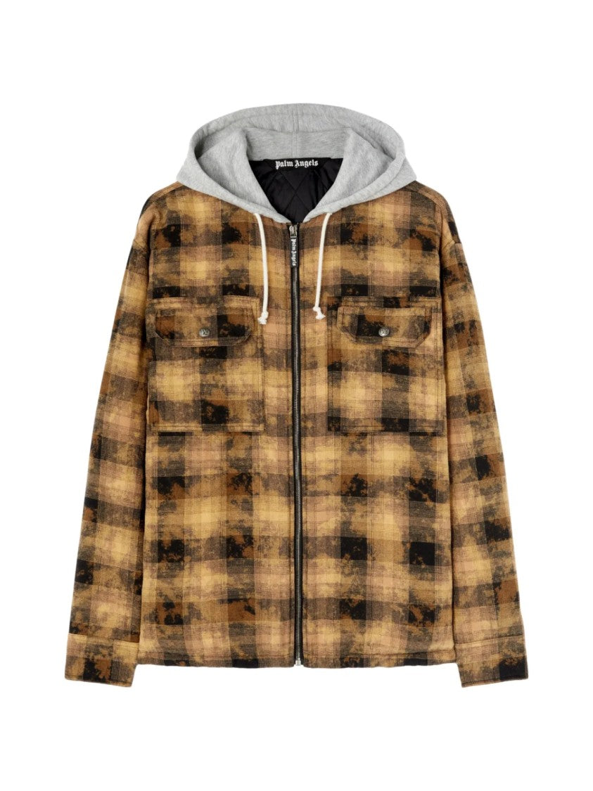 Palm Angels Curved Logo Check Overshirt Jacket