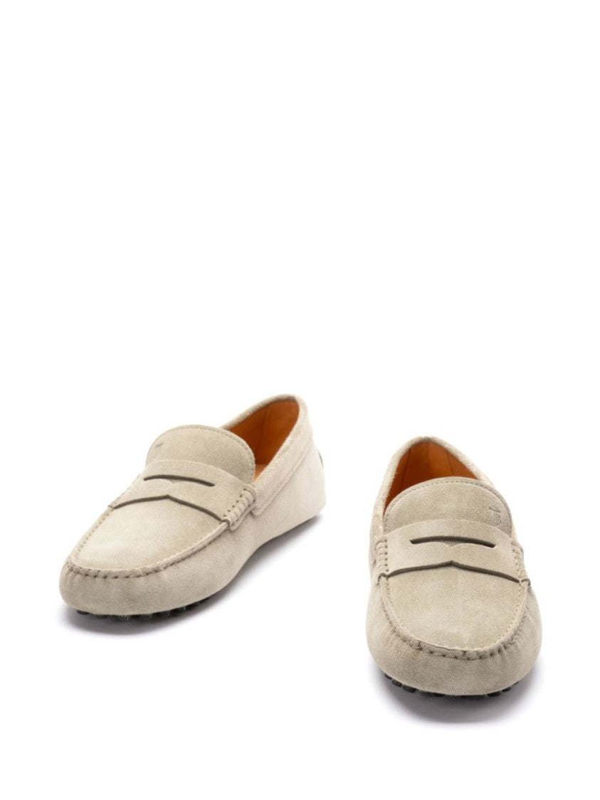 Tod's Beige Suede Slip-On Moccasins With Classic Detailing
