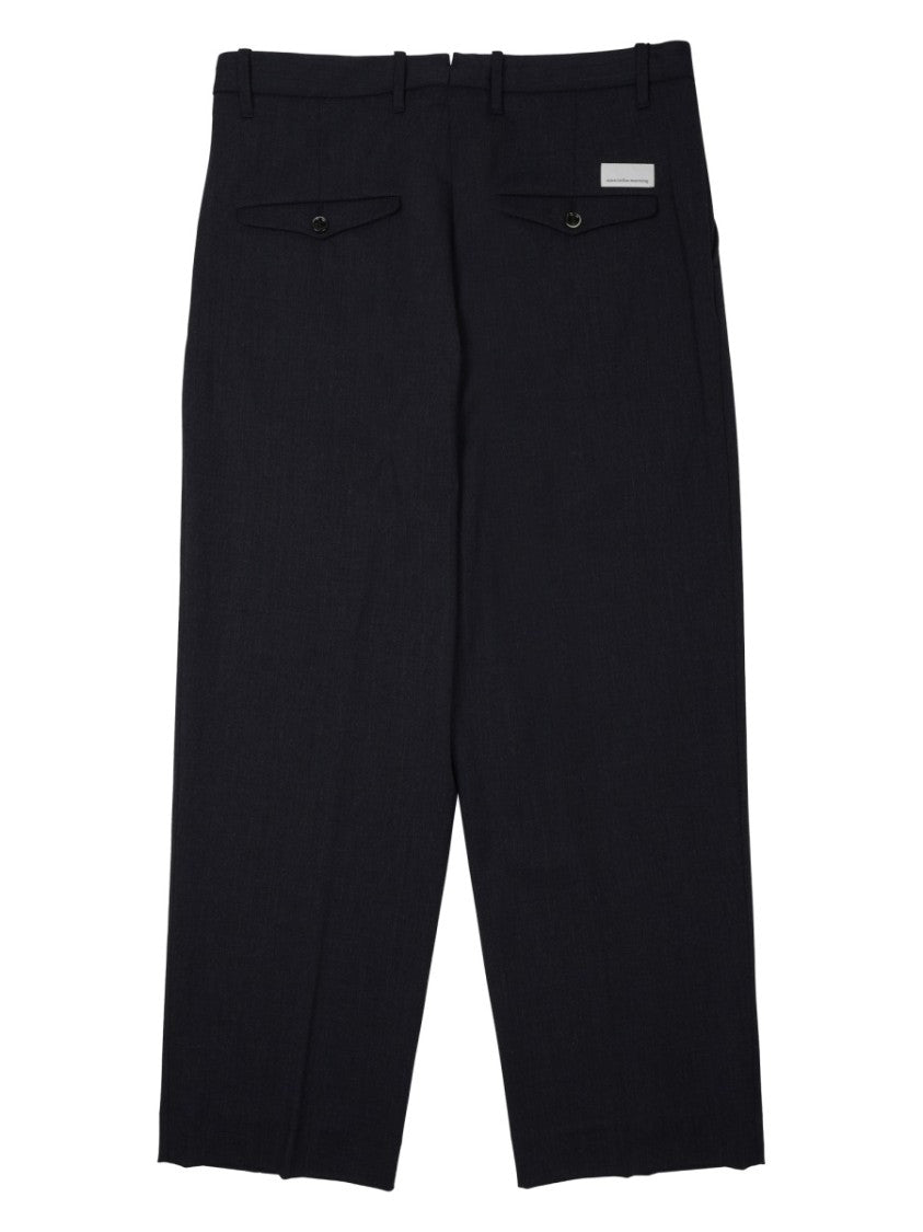 Nine In The Morning Neutrals Kai Pleated Wool Straight-Leg Pants