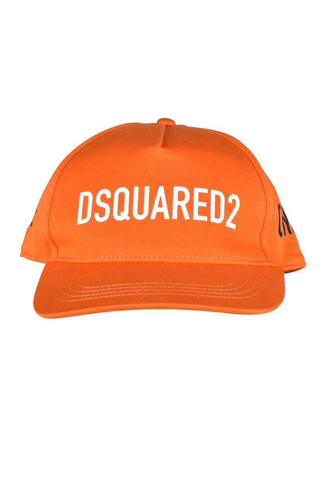Dsquared2 Orange Cotton Cap With Signature Accents