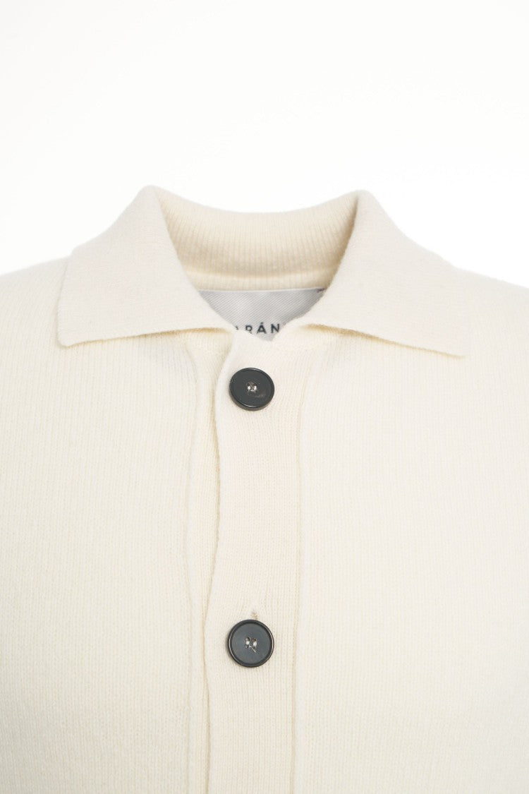 Amaranto Polo Collar Cardigan In Soft Knit Fabric
