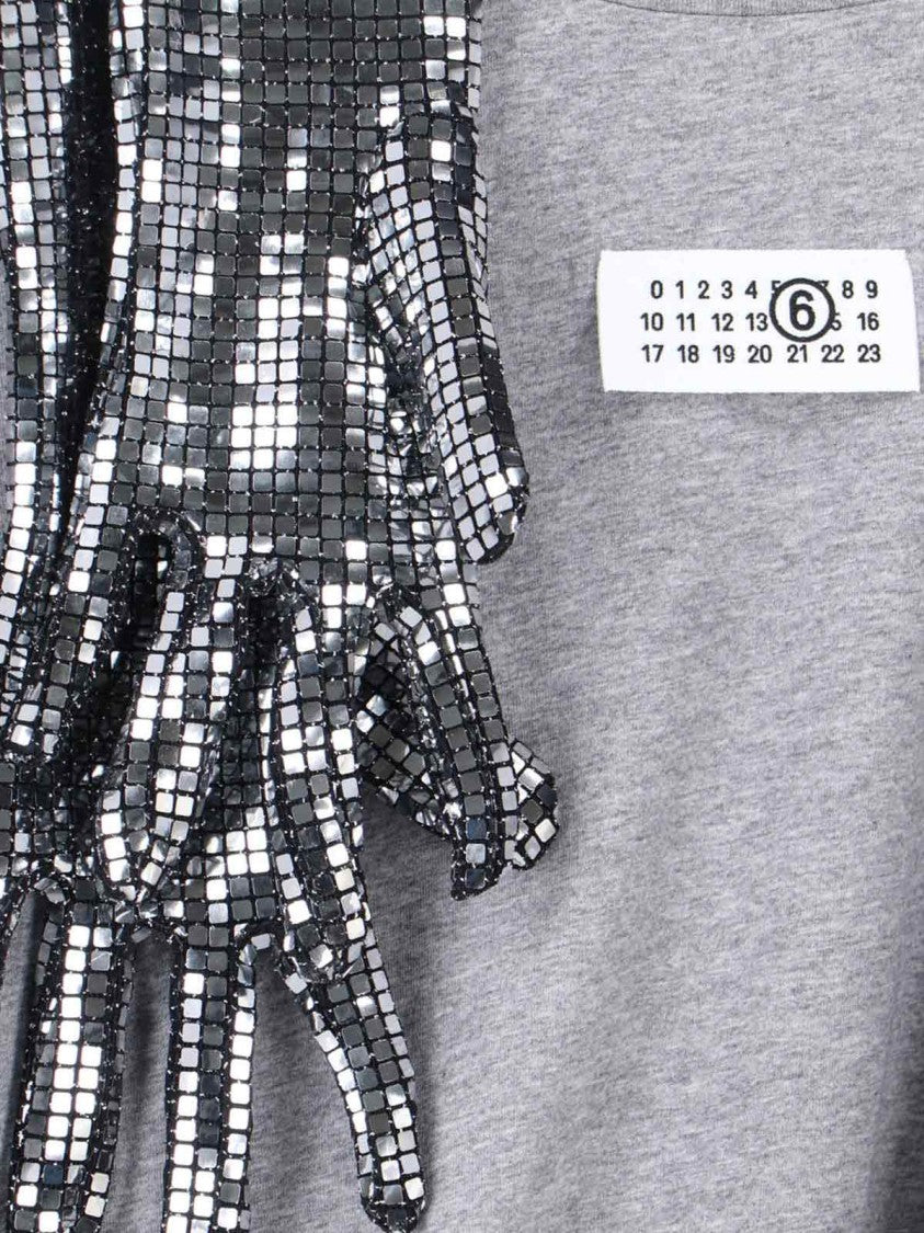 Mm6 By Maison Margiela Numeric Tag Gloves T-Shirt – Grey