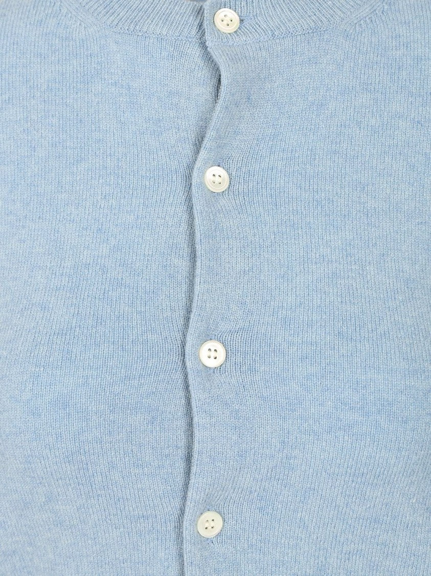 Comme Des Garçons Light Blue Wool Cardigan With Round Neckline